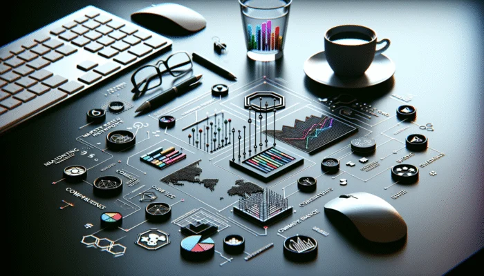 Leverage Industry Reports for Off-Page SEO: Diverse industry reports on a modern desk, including market trends and competitive analysis, enhancing SEO strategies.
