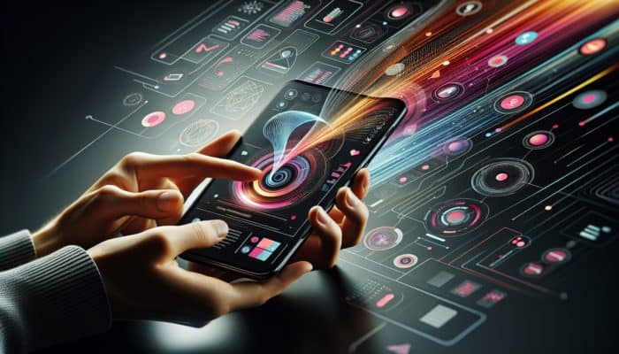 Create Mobile-Optimized Landing Pages: A person using a smartphone with a user-friendly interface, navigating a mobile-optimized page swiftly.