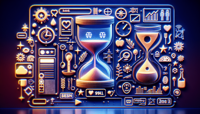 Futuristic search engine interface showing recipe with schema markup details like cooking time, ingredients, and ratings.