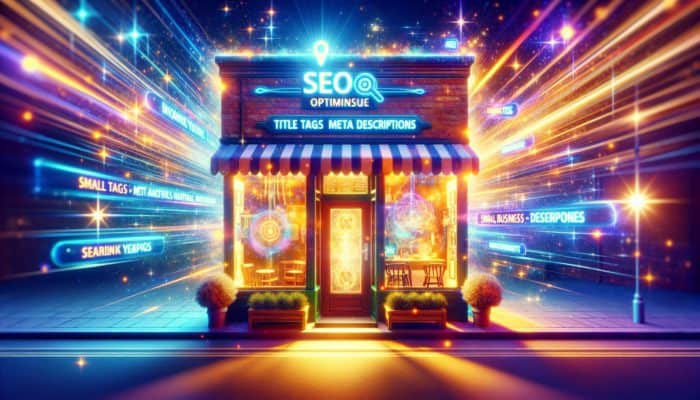 A vibrant SEO-optimized website on a large screen at a Warminster small business storefront.