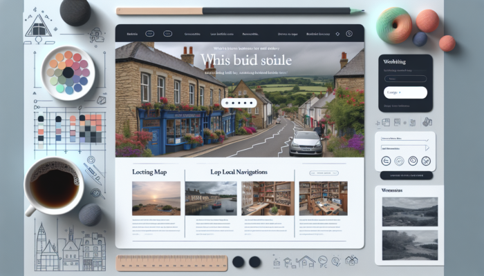 Vibrant website interface for a small UK business in Nailsworth, featuring local SEO maps, intuitive navigation, and engaging product visuals in a modern layout.